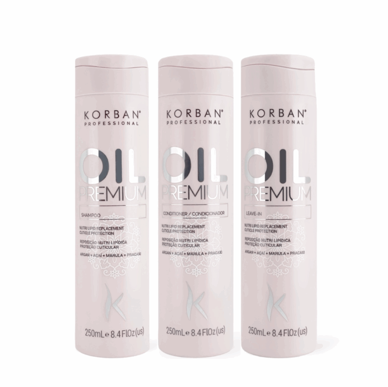 KORBAN Oil Premium rinkinys: šampūnas, kondicionierius, kremas 3 x 250 ml