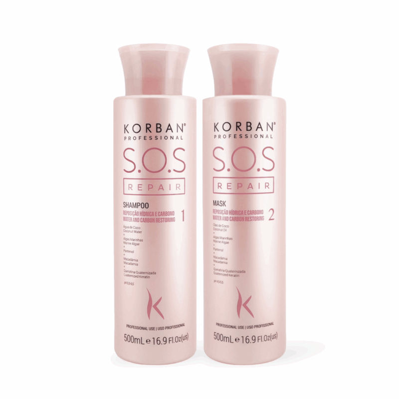 KORBAN SOS Repair šampūno ir kaukės rinkinys 2 x 100 ml / 2 x 250 ml / 2 x 500 ml