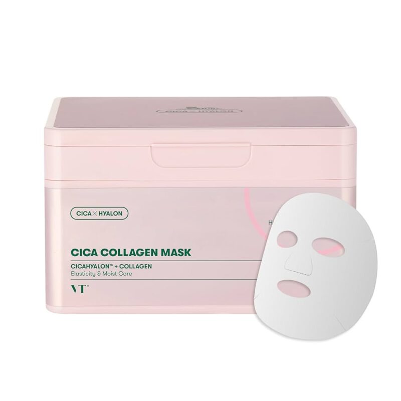 VT Cica Collagen Mask - stangrinamosios veido kaukės su kolagenu, 30vnt